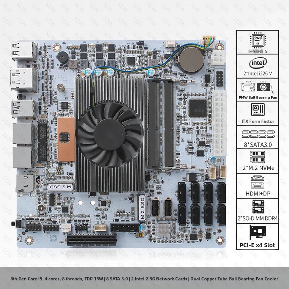 I5-8265U ES NAS Motherboard 8  - Nas Motherboard 8 Sata Mini Itx recension och pris